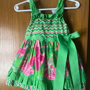 Mud Pie Green and Pink Kids Casual Dress